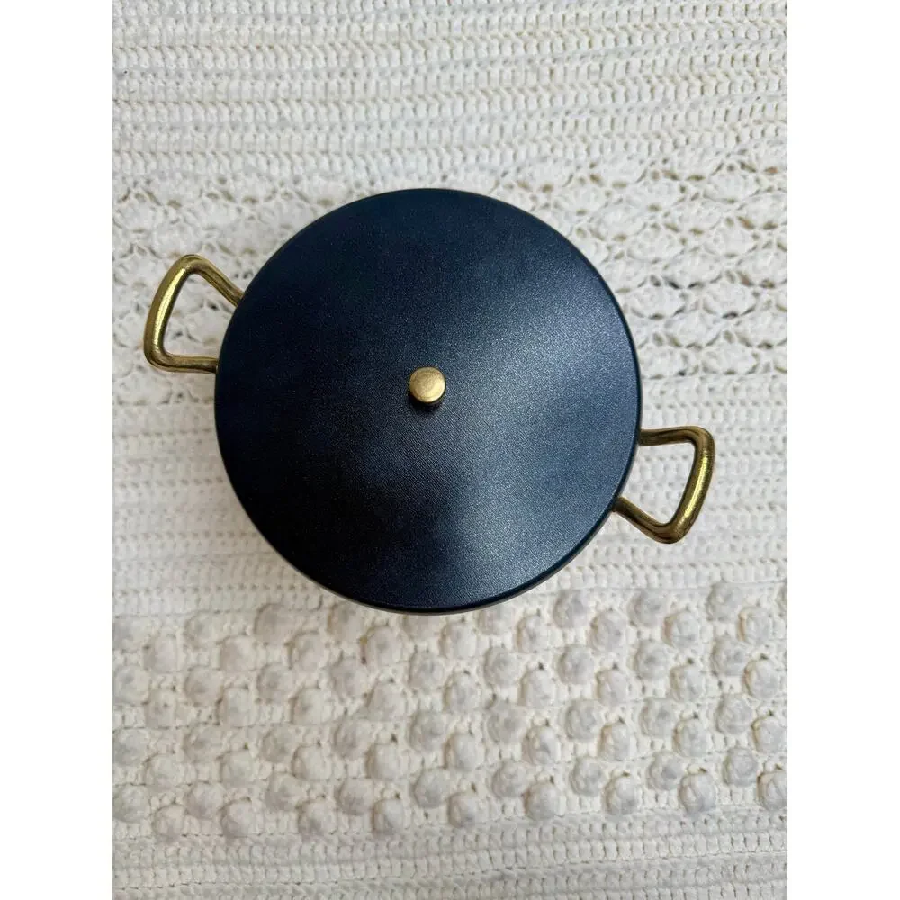 SALUTELLA COOKWARE MADE IN ITALY Mini Stock Pot with Lid Black Gold Handles